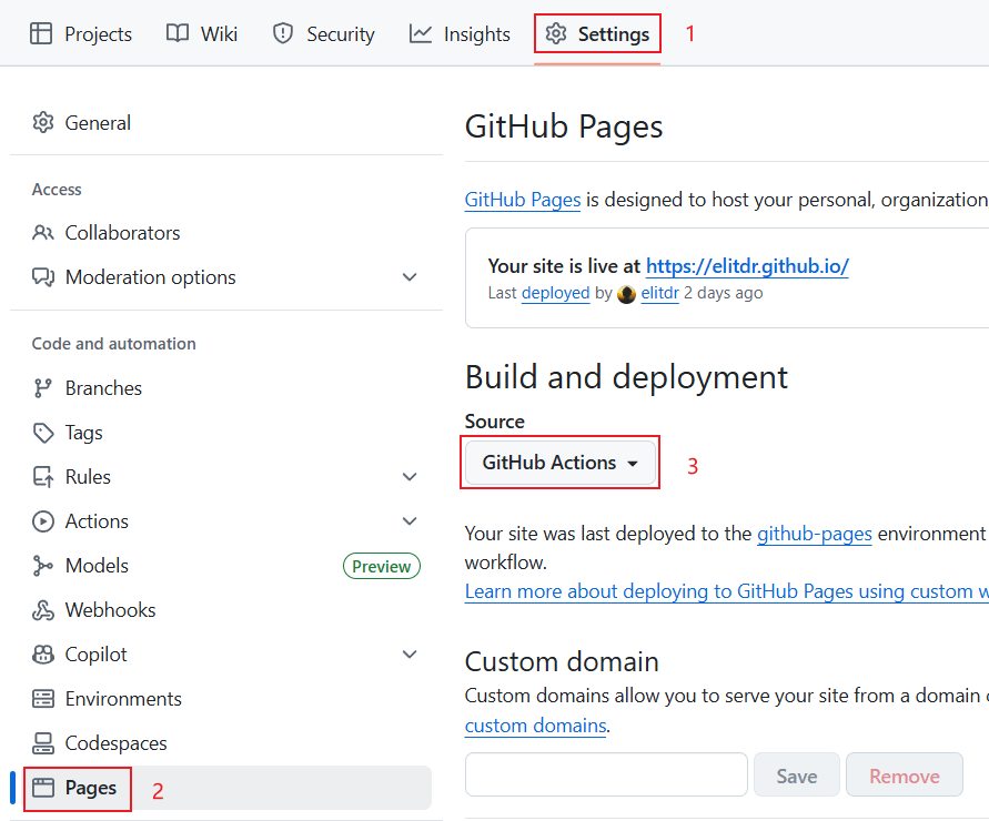 GitHub Pages 设置